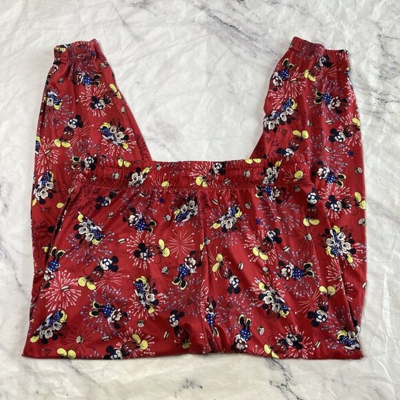 Disney Minnie Mouse Pajama Pants Womens XL Red 4th Of July Fireworks Jogger K7 - Picture 4 of 4